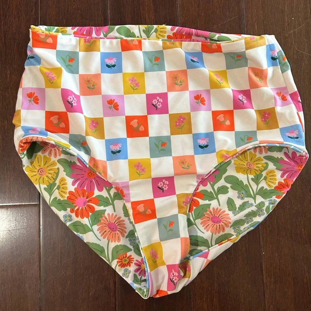 NWOT Lime Ricki Flower Check bikini top and bottom - Picture 4 of 5